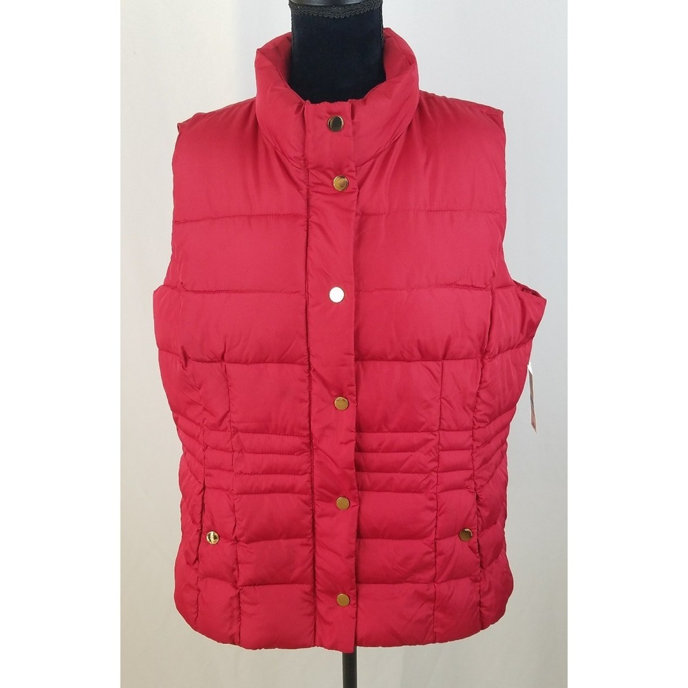 Charter Club women XL red puffer mock neck vest jacket gorpcore outdoor fishing‎